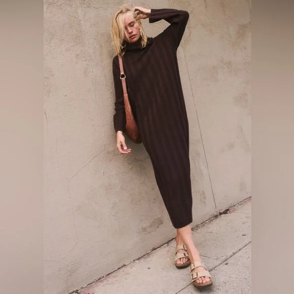Free People | Dresses | Free People Beach Wanda Dark Brown Long Sleeve Sweater  Dress | Poshmark